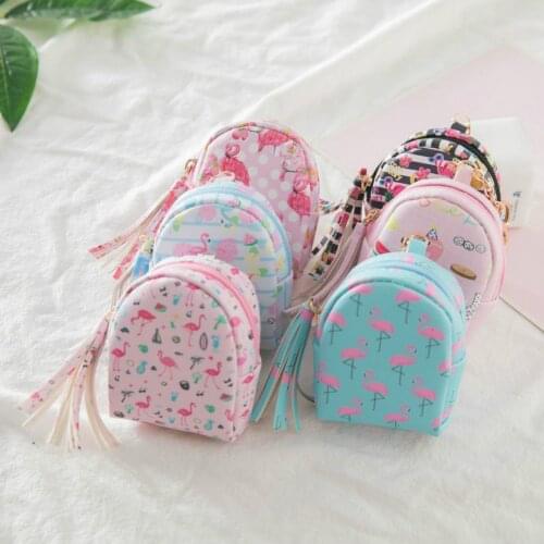 Cute coin purse women leather wallet case girls key holder lovely Flamingo small wallet for coins bag kids wholesale gift