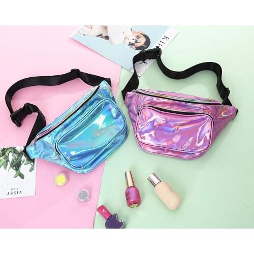 Fashion Neutral Laser Sequins Glitter Waist Bag Outdoor Fanny Pack Pouch Hip Purse Satchel Laser Women Messenger Bag Waist Packs