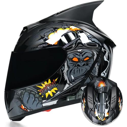 DOT Certified Motorcycle Helmet Men Women Full Face Helmet Double Lens Anti-fog Locomotive Personalized Cool Capacete