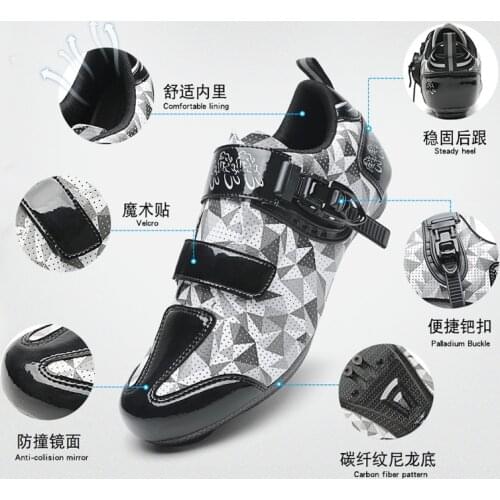 Mens Professional Road Cycling Shoes, SPD Flat Self-Locking Racing Carbon Fiber Cycling, Outdoor Sports Mountain MTB Shoes