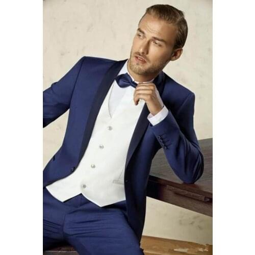 New Arrival One Button Groomsmen Shawl Lapel Groom Tuxedos Men Suits Wedding/Prom Best Man Blazer ( Jacket+Pants+Vest+Tie)A128