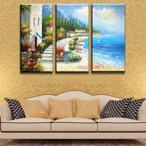 New Hand Painted Pictures Paintings On Canvas Mediterranean Oil Painting For Living Room Wall Decor Art Hang Painting Landscape