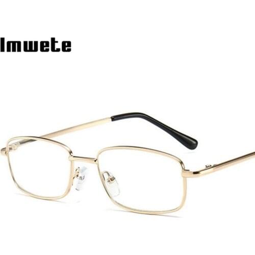 Imwete Metal Hyperopia Spectacle Rectangular Reading Glasses Female Anti-blue Eyewear Men Anti-fatigue Presbyopic Eyeglasses