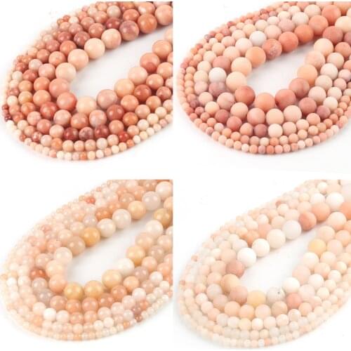 Wholesale Natural Stone Pink Aventurine Frosted Beads Matte Round Loose Beads For Jewelry Making Fit DIY Bracelet 4 6 8 10 12MM