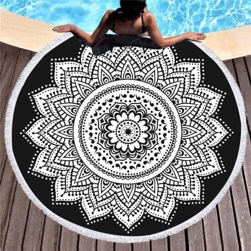 Beach Towel Microfiber 150cm Bath Towel Large for Adults Beach Cover Up with Tassel Round Beach Towel Mats Home Decor