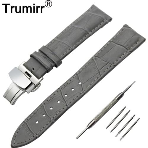 22mm Genuine Leather Watch Band for LG G Watch W100 / W110 / Urbane W150 Stainless Butterfly Buckle Strap Wrist Belt Bracelet