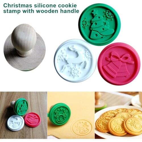 Christmas 1Set Silicone DIY Cookie Stamp Fondant Mold Biscuit Embossing Cutters Sugar Craft Tool FBE3