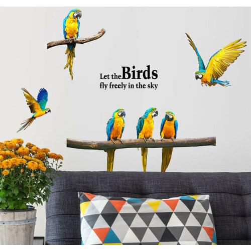 Removable Flying Parrot Wall Sticker Modern Birds Animal Decal Art Home Kids Living Room Mural Art DIY Poster Wall Decals