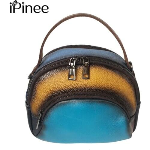 IPinee womens shoulder bags genuine leather messenger bags for women shell mini crossbody bag colourful small desinger bags
