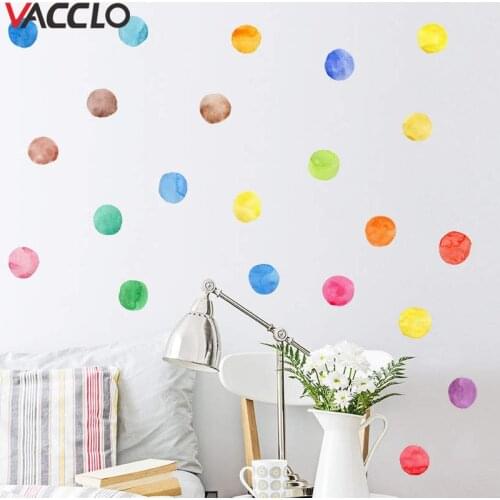 Vacclo 29pcs Colorful Dots DIY Wall Stickers Watercolor Circle Funny Children Room Nursery Decor Wallpaper Home Window Decals
