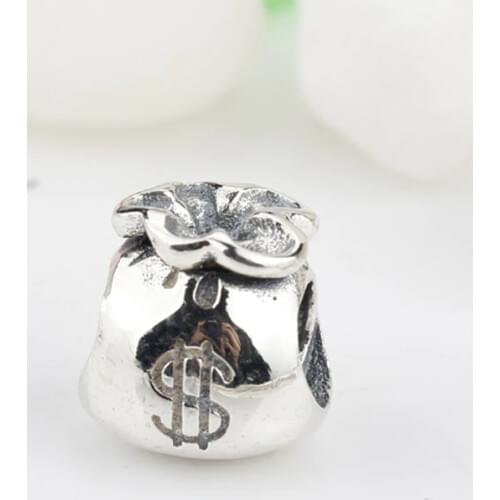 925 Sterling Silver Money Bags Charm Vintage Beads Fit Bracelet & Necklace Pendant Women Jewelry Gift