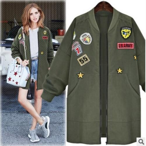2018 spring autumn large size womens new round collar medium-long style coat long-sleeved windbreaker female LQ0130