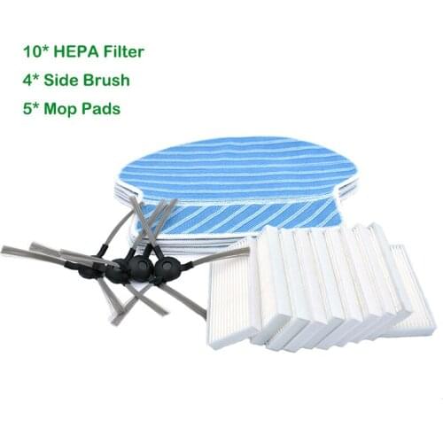 10 pcs Hepa filter + 4 pcs side brush + 5 mop cloths for Proscenic 680T 780t 790t Robot Vacuum cleaners Accessories