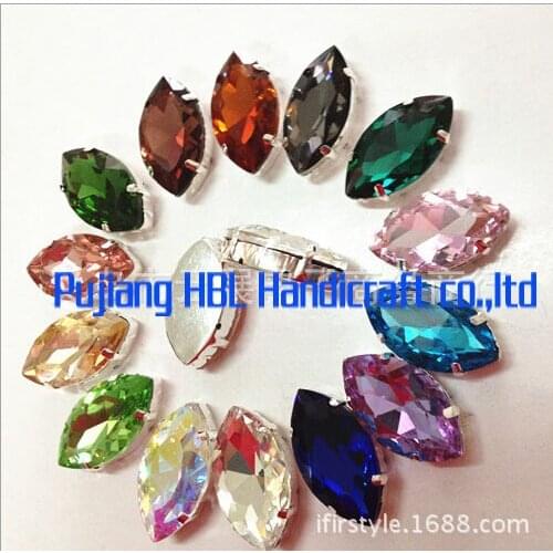 17x32mm 10PCS Fashion Navette Sew On Stone with claw Setting Horse eyes Shape