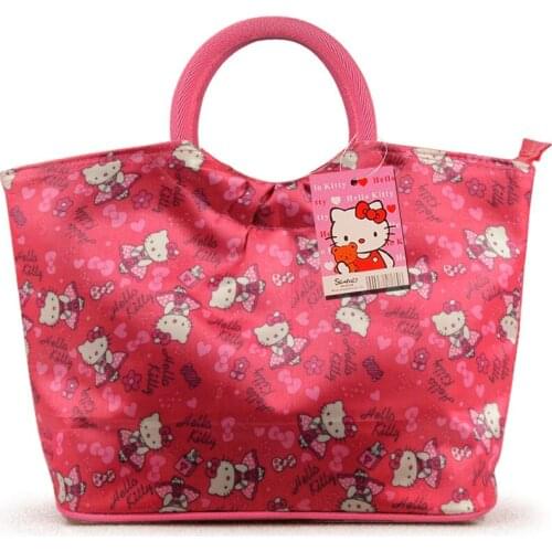 2021 Sanrio Hello Kitty Womens Tote Bag Waterproof Oxford Cloth Storage Bag Round Mouth Handle handbag
