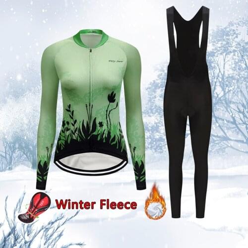 2021 Winter Warm Bicycle Clothing Female Fashion Cycling Jersey Set Thermal Fleece Road Bike Clothes MTB Suit Women Kit Uniform