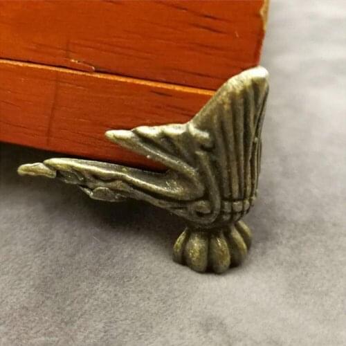 4PCS New Antique Corner Protector Bronze Jewelry Chest Box Wooden Case Decorative Feet Leg Metal Corner Bracket Hardware