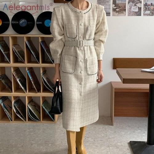 Aelegantmis Women's Tweed Coats