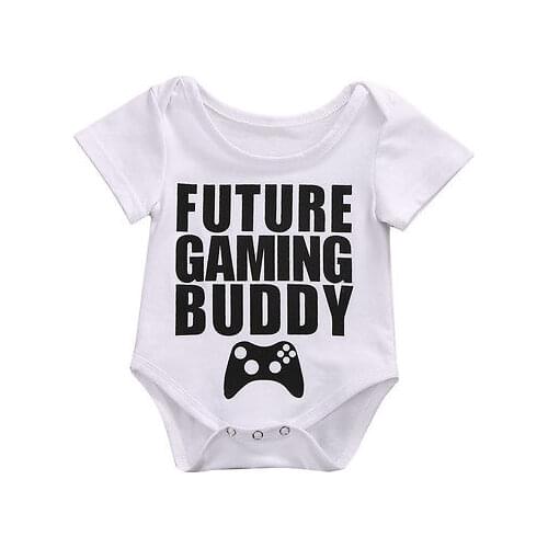 Newborn Infant Baby Girl Boy Bodysuit Summer Letter Printing Short Sleeve Jumpsuit Bodysuit Sunsuit Outfit