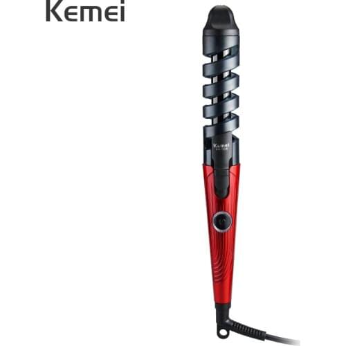 Kemei Electric Straightening Iron Ceramic Hair Curler Spiral Wand Roller Salon Heating Curling Iron Hair Styling Tools F30