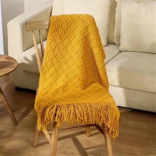 Hot Style Sofa Blanket Cover Blanket Bed End Blanket Knitted Cross Border Shawl Air Conditioning Blanket Tasseled Nap Blanket