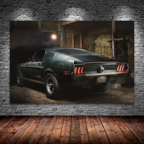 Modern Wall Art Picture Canvas Paintings 1968 Mustang GT Fastback Classic Car Posters HD Print for Living Room Decor