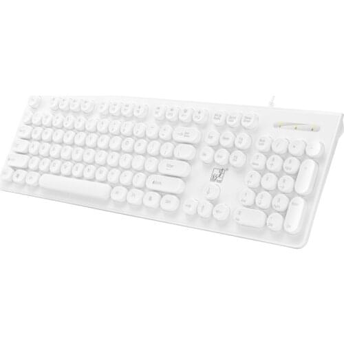 Keyboard Wired Office Keyboard, 104 Keys USB Ergonomic Wrist Rest Keyboard for Windows PC Gamer Desktop, Computer (Black/White)