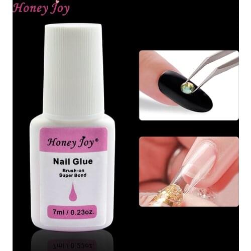 7ml/0.23oz Super Strong Nail Glue Tip Bond Glue Adhesive with Brush Perfect for Fake Nail Extension Art Rhinestones Diamantes