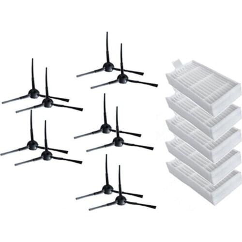 AD-Vacuum Cleaner Accessories Kit For Panda X500,Gutrend Joy90/Fun 110, Ecovacs Cr120/Cen540 Hepa Filter X 5Pcs + Side Brush X 1