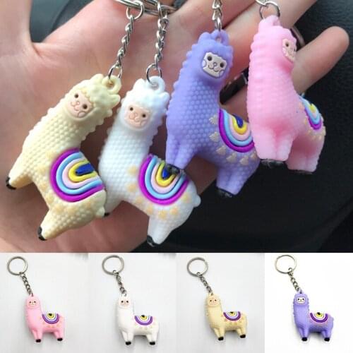 Cute Alpaca Keychain DIY Handmade Gift Fashion Pendant Creative Cartoon Epoxy Keychains For Women Bag Pendant Trinket Gifts