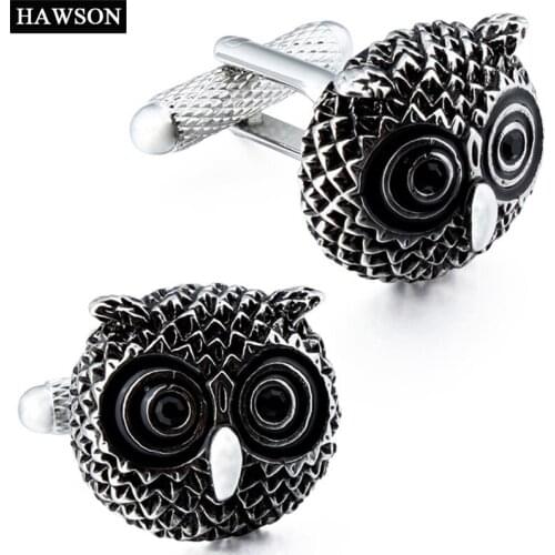 HAWSON Trendy & Stylish Cufflinks Cute Owl Face with Big Eyes Imitation Cuff Links for Mens French Cuffs/Shirts Gift