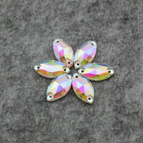 Fashion Glass Sew On Stones Horse Eye Clear AB 6x12mm-9x18mm For Clothes Bags Shoes Design