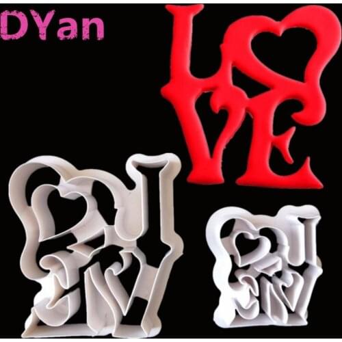 New 2pcs Love Fondant Cake Printing Die-Cutting Mold Biscuit Mold Kitchen Cake Baking Decoration Tool A1552