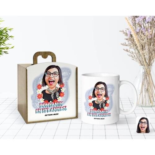 Tailor-made In Wooden Box Mother 'S Day Themed World Best Mother Caricature Of White Mug cup