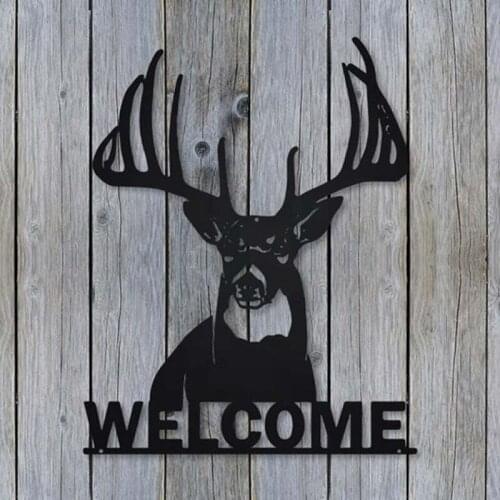Personalized Laser Cut Acrylic Welcome Wall Decor, Rustic Deer Sign Outdoor Hanging,photo prop wall sign,Housewarming Gift