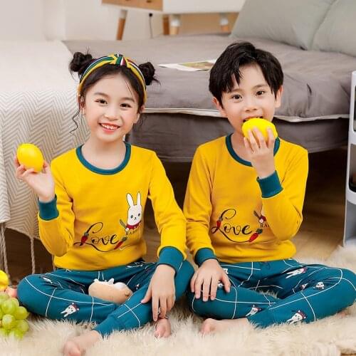 Teens Pajamas Long Sleeve Cotton Pyjamas Kids Clothes Sets Cartoon Big Boy Sleepwear Cute Pajamas For Girls 6 8 10 12 13 Years