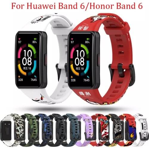 Colors new Replacement Watch Band For Huawei Band 6 Pro/6 printing Silicone Smart Band For Honor Band6 Strap Wristband Bracelet