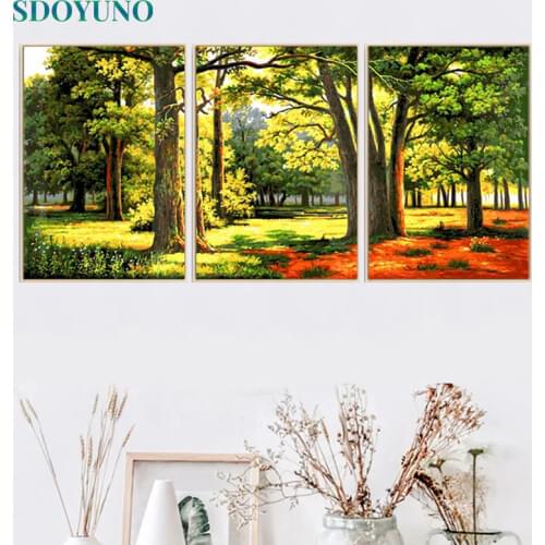 SDOYUNO 3Pcs 40x50cm Painting By Numbers For Adult Landscape DIY Frameless Paint By Numbers On Canvas Tree Handpainted Wall Art