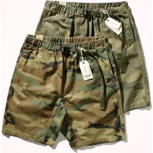 2021 Summer Outdoor Tooling Shorts Mens Scratch Resistant Military Casual Elastic Waist Buckle Belt Splicing Knee Length Pants