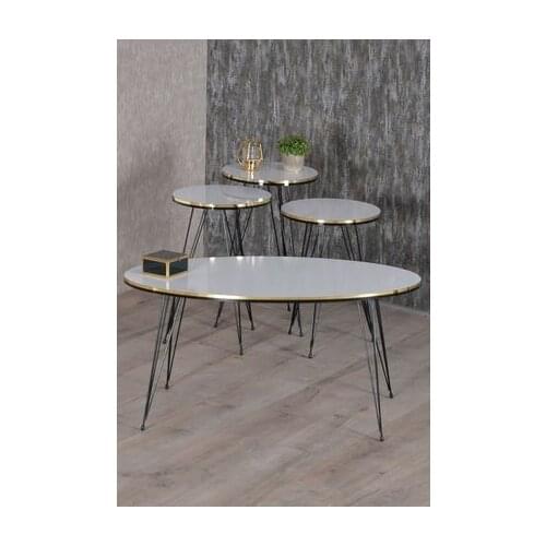 Modern Zigon coffee table And coffee table in the Middle Ellipse Set Black Wire Foot Double Gold White coffee tables table basse furniture living room table