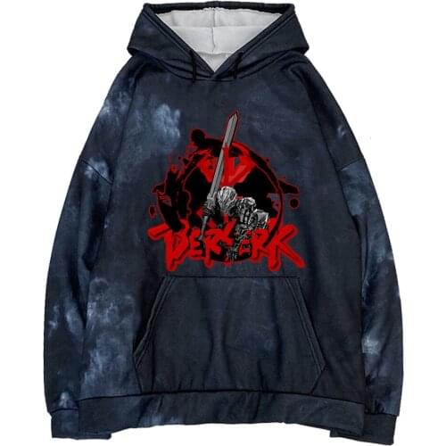 Berserk Hoodie Manga Cuts Long Sleeve Hooded Sweatshirt Men Hoodies Street Style Tiedye Hoodie Casual Tops