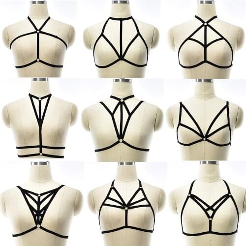 Crop Top Body Harness Bra Adjust Elastic Sexy Lingerie Harness Cage Bra Gothic Rave Wear Bondage Fetish Soft Harness Belt