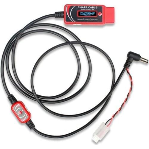 FuriousFPV Smart Cable V2 125CM 3-6S XT60 OLED Display for All Series Fatshark Goggles Duck-King RC Drone FPV Racing Freestyle