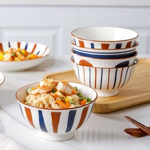 4.5 Inch Tall Bowl Japanese Style Creative Environmentally Friendly Ceramic Rice Soup Simple Household Kitchen Tableware