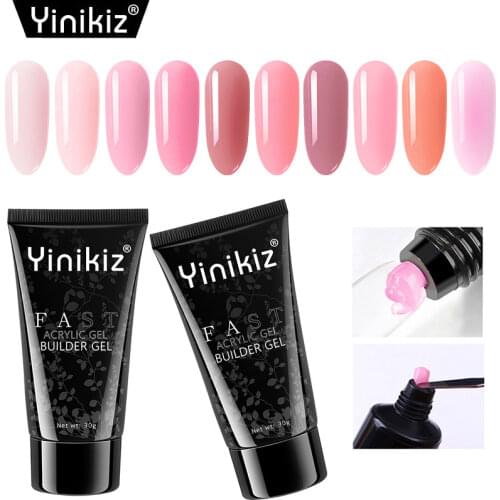 Yinikiz Poly Extension Nail Gel 30ml UV Fast Builder Gel Camouflage Extension Nails Gel Polish Primer Top Coat Gel