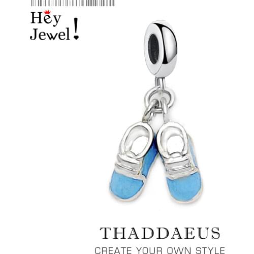 Mini Cute Style Baby Shoes Pendants Beads Enamel Charm 925 Sterling Silver Fits Charm Bracelet For Handmade Jewelry Making