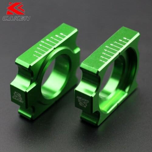 Green CNC Chain Adjuster Rear Axle Block Kit for Kawasaki KX250F KX450F 2004-2015 KXF Motorcross Dirt Bike New
