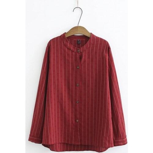 Plus Size Womens Striped Blouse Long Sleeved Spring Summer Autumn OL Workwear Tops