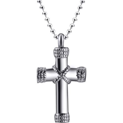 Womens Stainless Steel Pendant Necklace Cross Keepsake Memorial urn pendants for ash Chain Set Fasion Jewelry