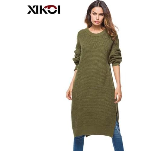XIKOI Spring Fashion Womens Clothing Long Loose Sweaters Dresses Large Size Soft Elastic Pullovers Dress Ladies Knitted Sweater